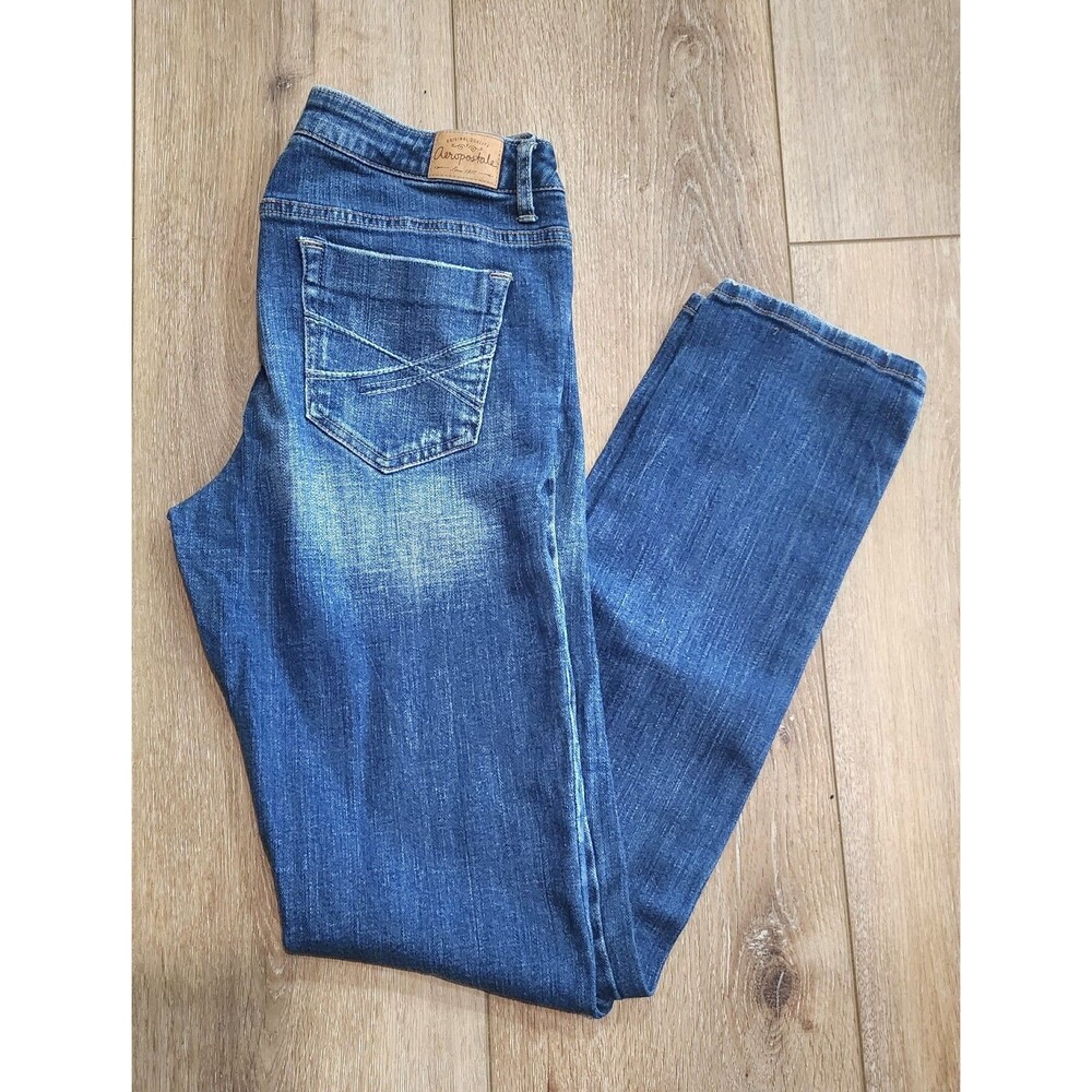 Aeropostale Bayla MidRise Skinny Jeans Women's Size 11/12 Long Blue Denim 34x32"
